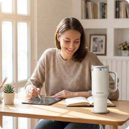 Termopuodelis su šiaudeliu Berdsen, 1180 ml, kreminis