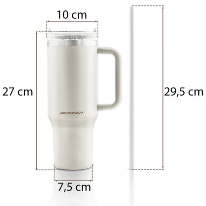 Termopuodelis su šiaudeliu Berdsen, 1180 ml, kreminis