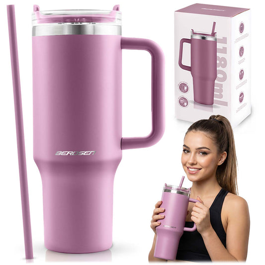 Termopuodelis su šiaudeliu Berdsen, 1180 ml, rožinis
