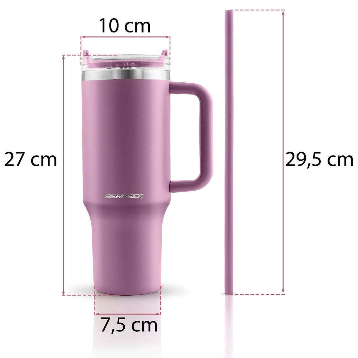 Termopuodelis su šiaudeliu Berdsen, 1180 ml, rožinis