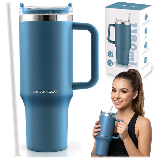Termopuodelis su šiaudeliu Berdsen, 1180 ml, tamsiai mėlynas