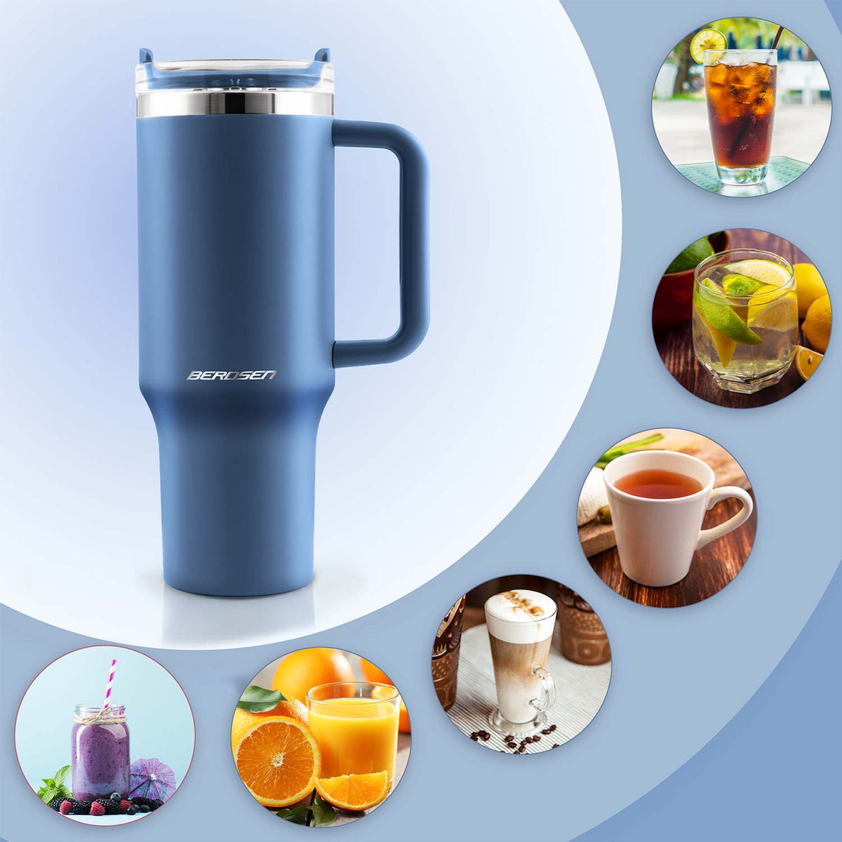 Termopuodelis su šiaudeliu Berdsen, 1180 ml, tamsiai mėlynas