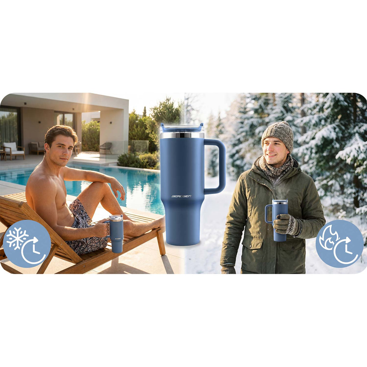 Termopuodelis su šiaudeliu Berdsen, 1180 ml, tamsiai mėlynas