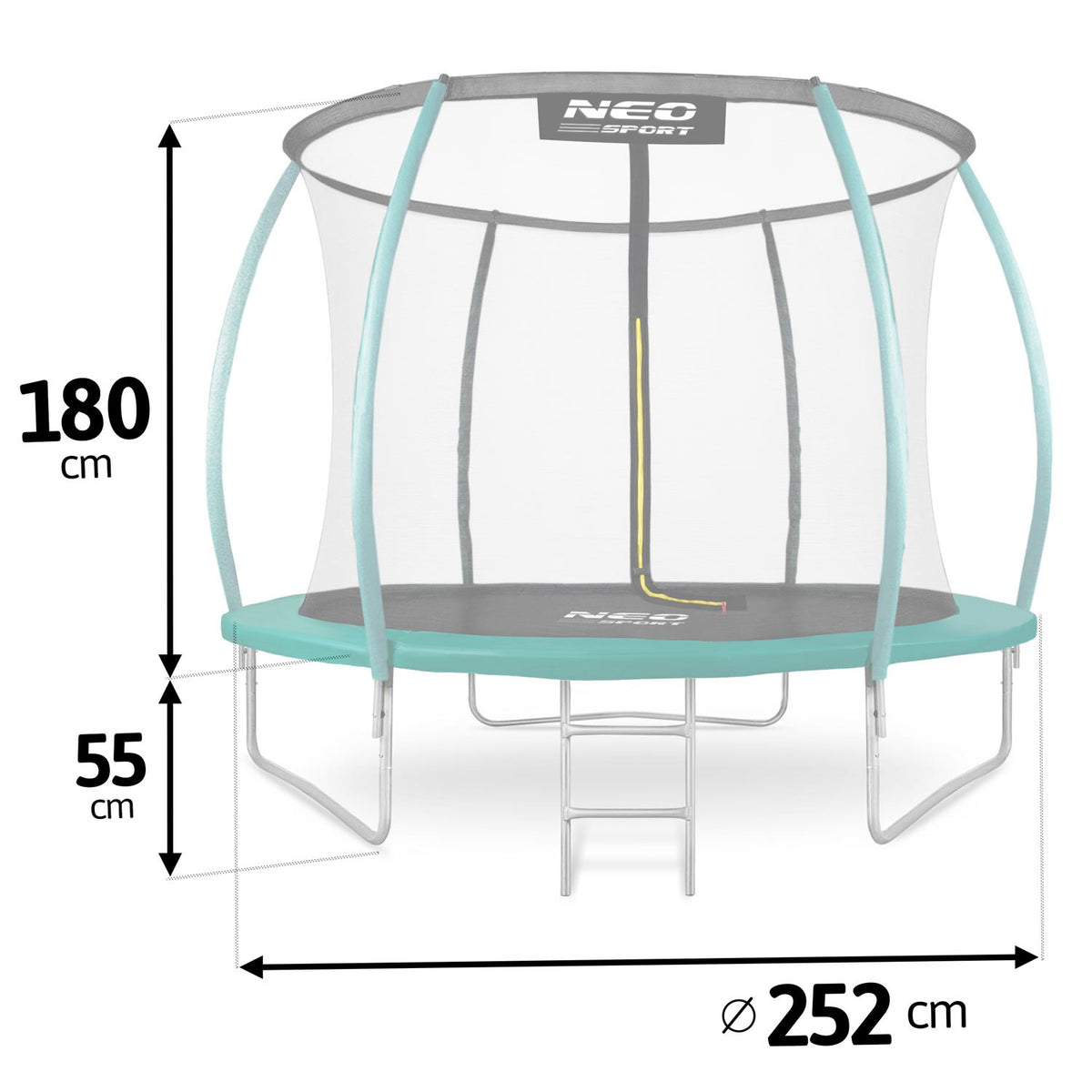 8 pėdų sodo batutas su vidiniu apsauginiu tinklu vaikams ir šeimai 252 cm skersmens Neo-Sport