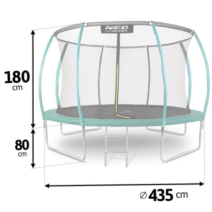 435 cm sodo batutas su vidiniu tinklu ir kopėtėlėmis vaikams ir suaugusiems