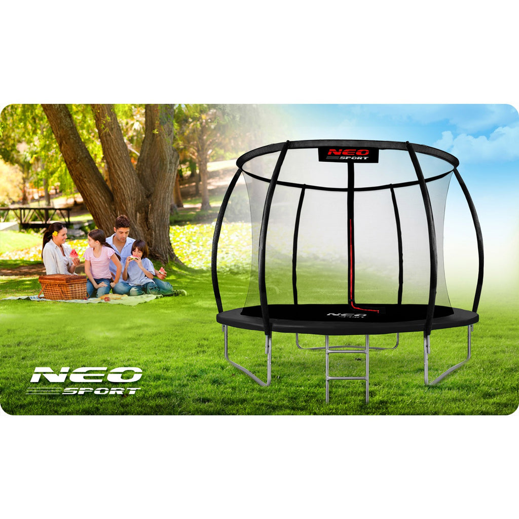 Profiliuotas 10 pėdų 312 cm sodo batutas su vidiniu apsauginiu tinklu Neo-Sport vaikams ir suaugusiems