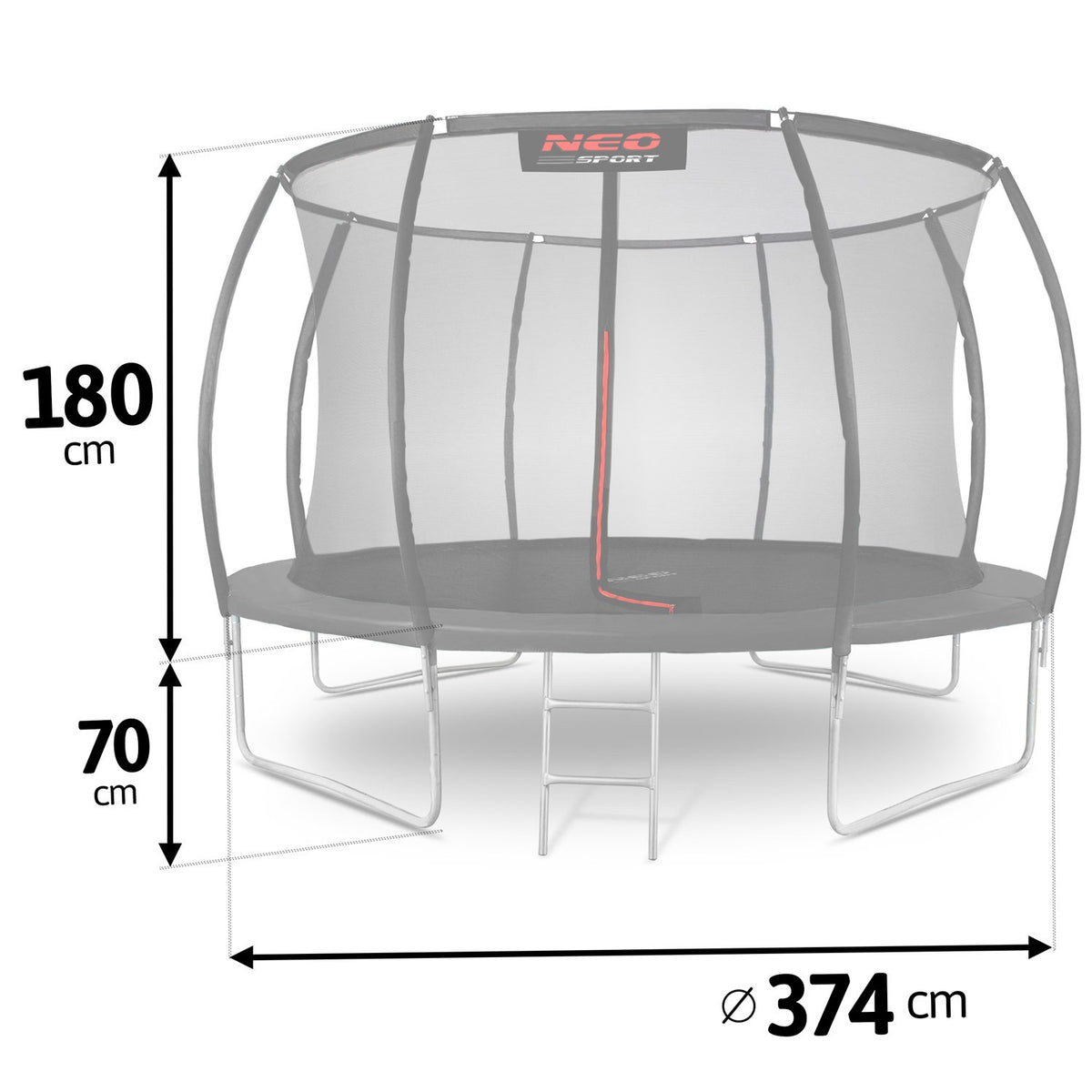 374 cm sodo batutas su vidiniu tinklu vaikams ir suaugusiems Neo-Sport