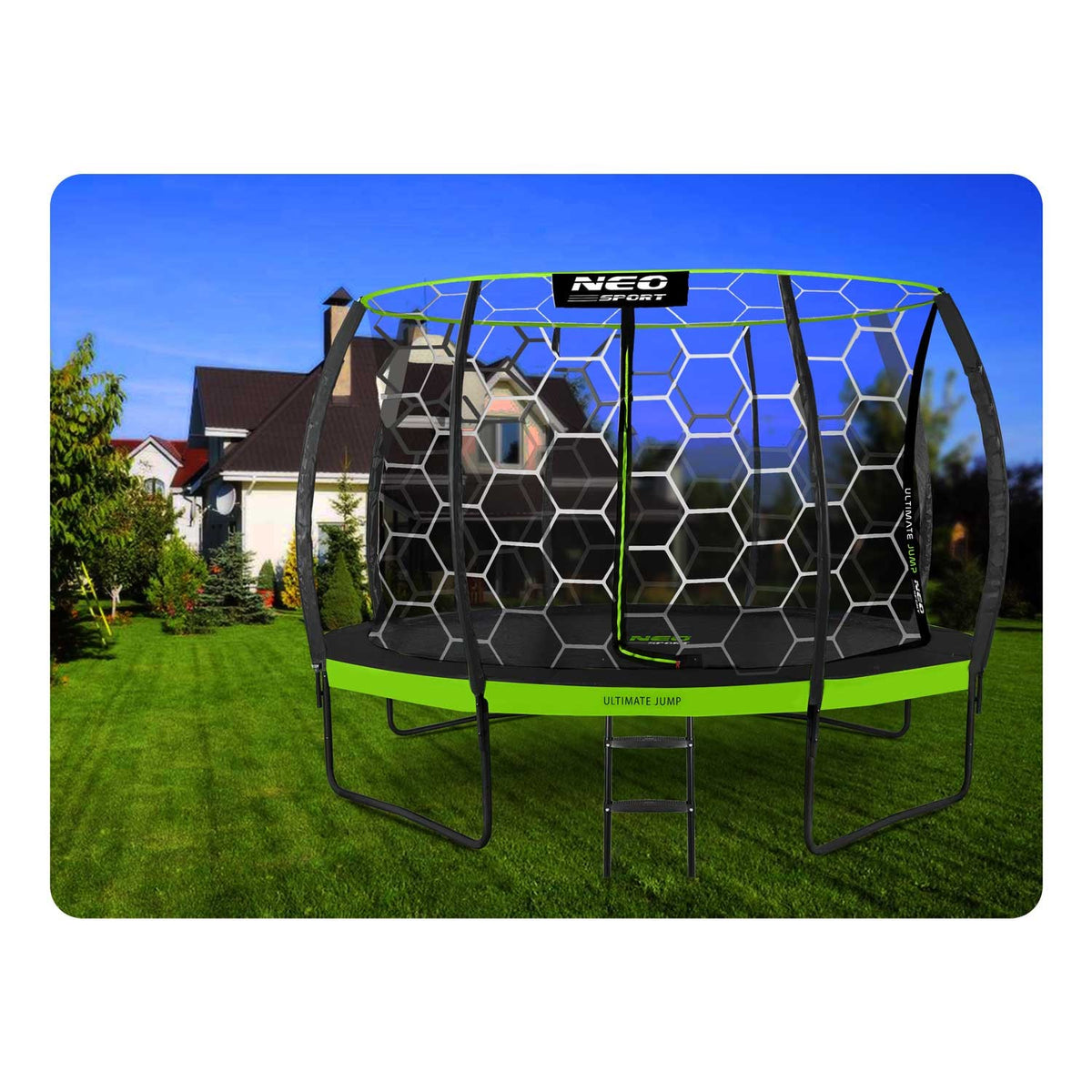 12 pėdų sodo batutas su vidiniu apsauginiu tinklu Neo-Sport 374 cm vaikams ir suaugusiems