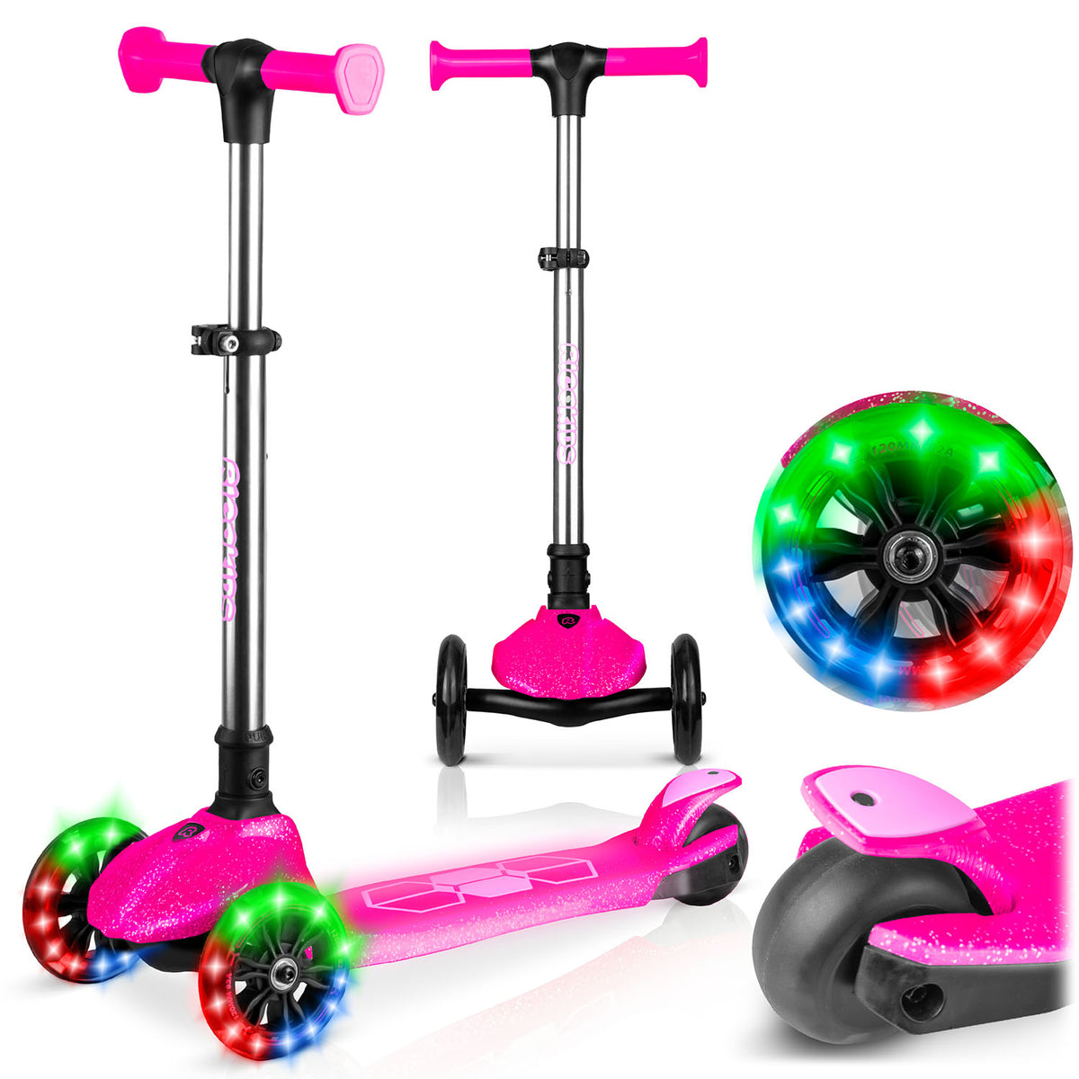 Triratis balansinis paspirtukas Ricokids Jelly su LED apšvietimu, rožinis