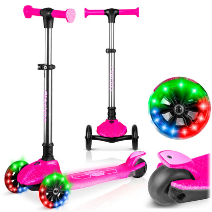 Triratis balansinis paspirtukas Ricokids Jelly su LED apšvietimu, rožinis