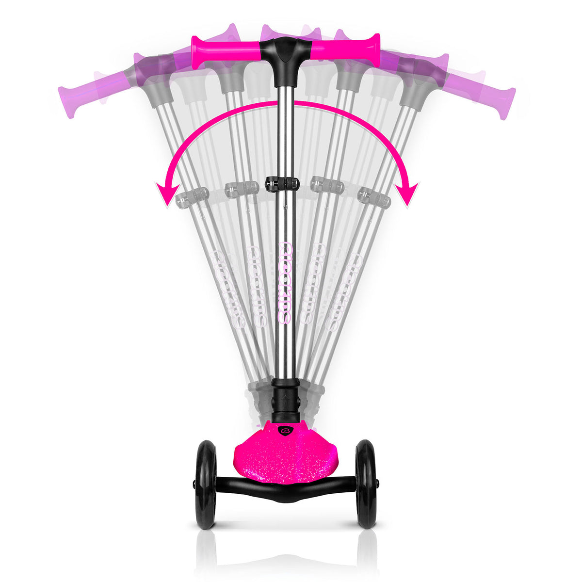 Triratis balansinis paspirtukas Ricokids Jelly su LED apšvietimu, rožinis