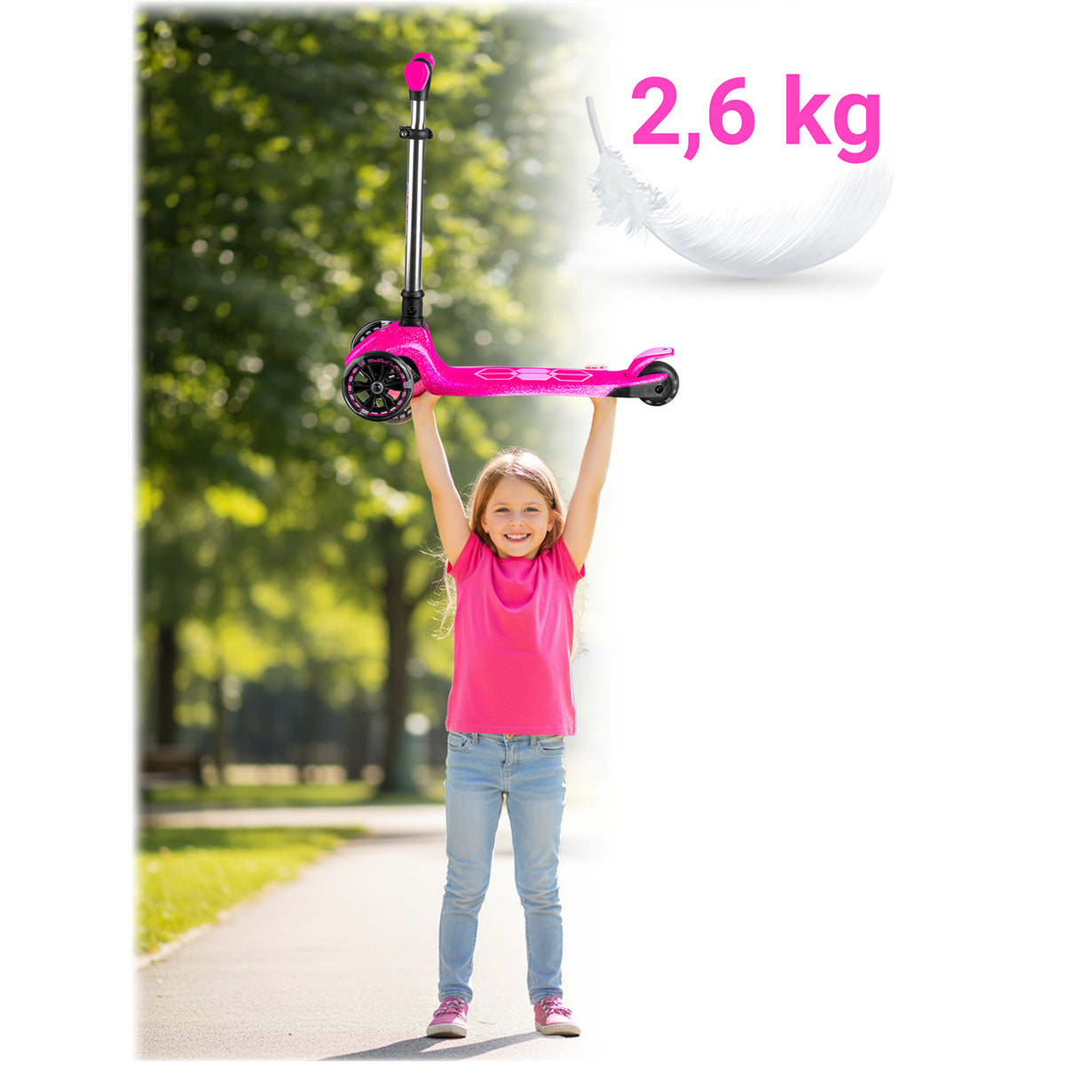 Triratis balansinis paspirtukas Ricokids Jelly su LED apšvietimu, rožinis
