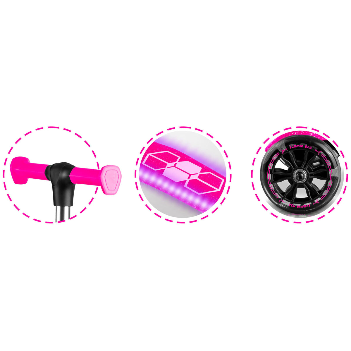 Triratis balansinis paspirtukas Ricokids Jelly su LED apšvietimu, rožinis