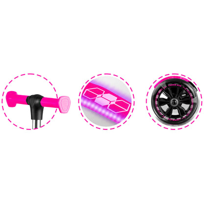 Triratis balansinis paspirtukas Ricokids Jelly su LED apšvietimu, rožinis