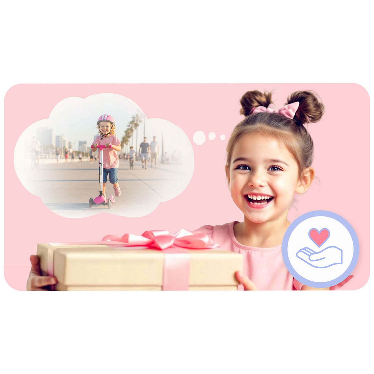 Triratis balansinis paspirtukas Ricokids Jelly su LED apšvietimu, rožinis