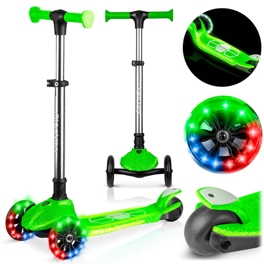 Triratis balansinis paspirtukas Ricokids Jelly su LED apšvietimu, žalias