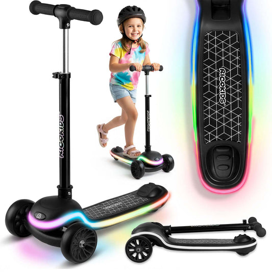 Triratis balansinis paspirtukas Ricokids Leddi su LED, juodas