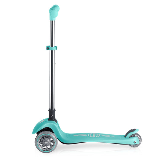 Triratis paspirtukas Ricokids Glow su sėdyne ir stūmimo rankena, turkio spalvos