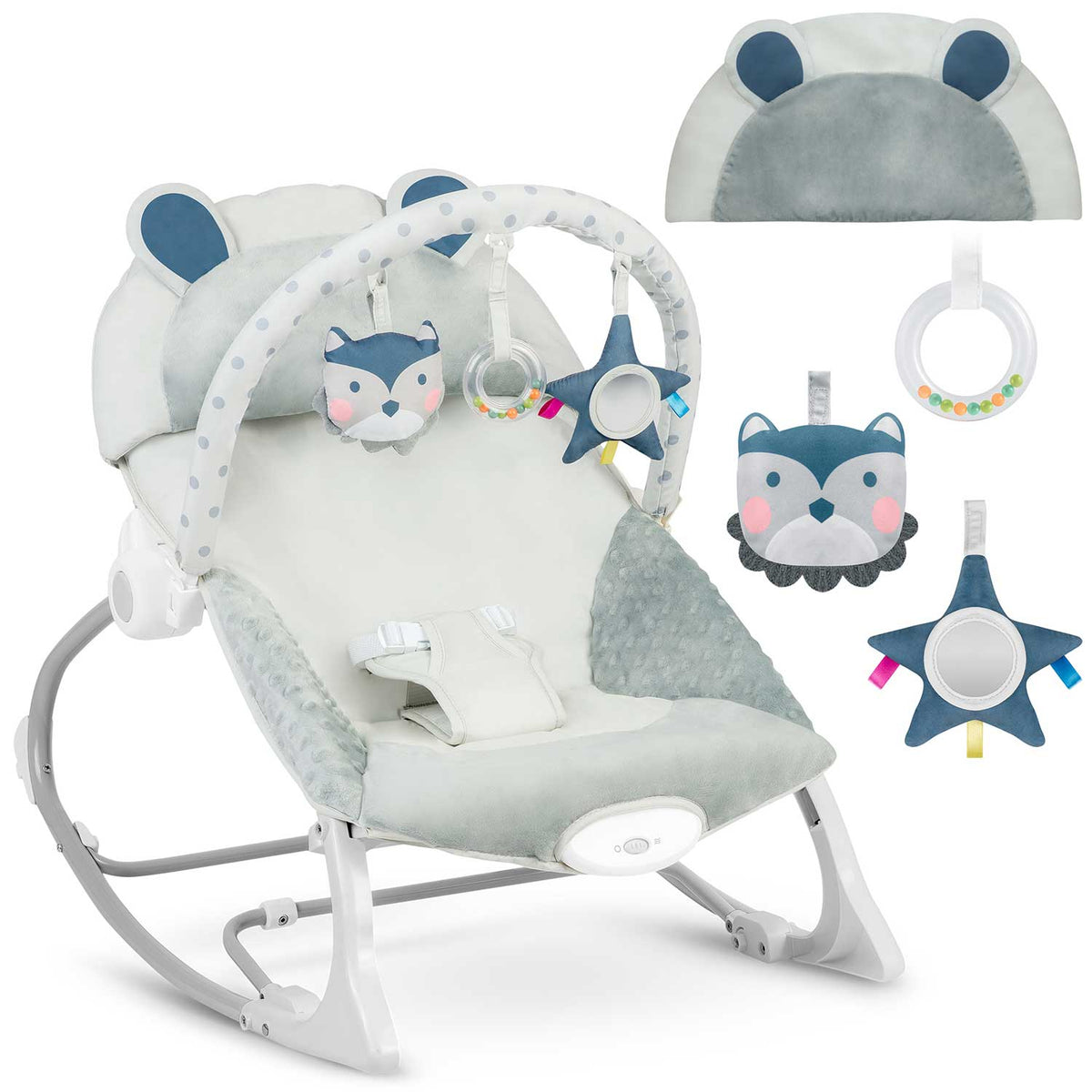 Vibruojantis kūdikio gultukas-sūpuoklė Ricokids, pilkas