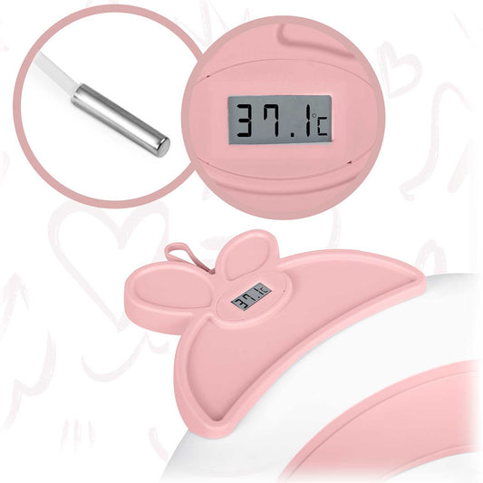 Kūdikių sulankstoma vonelė su LCD termometru balta ir rožinė Ricokids