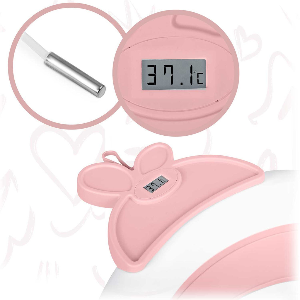 Kūdikių sulankstoma vonelė su LCD termometru balta ir rožinė Ricokids RK-282