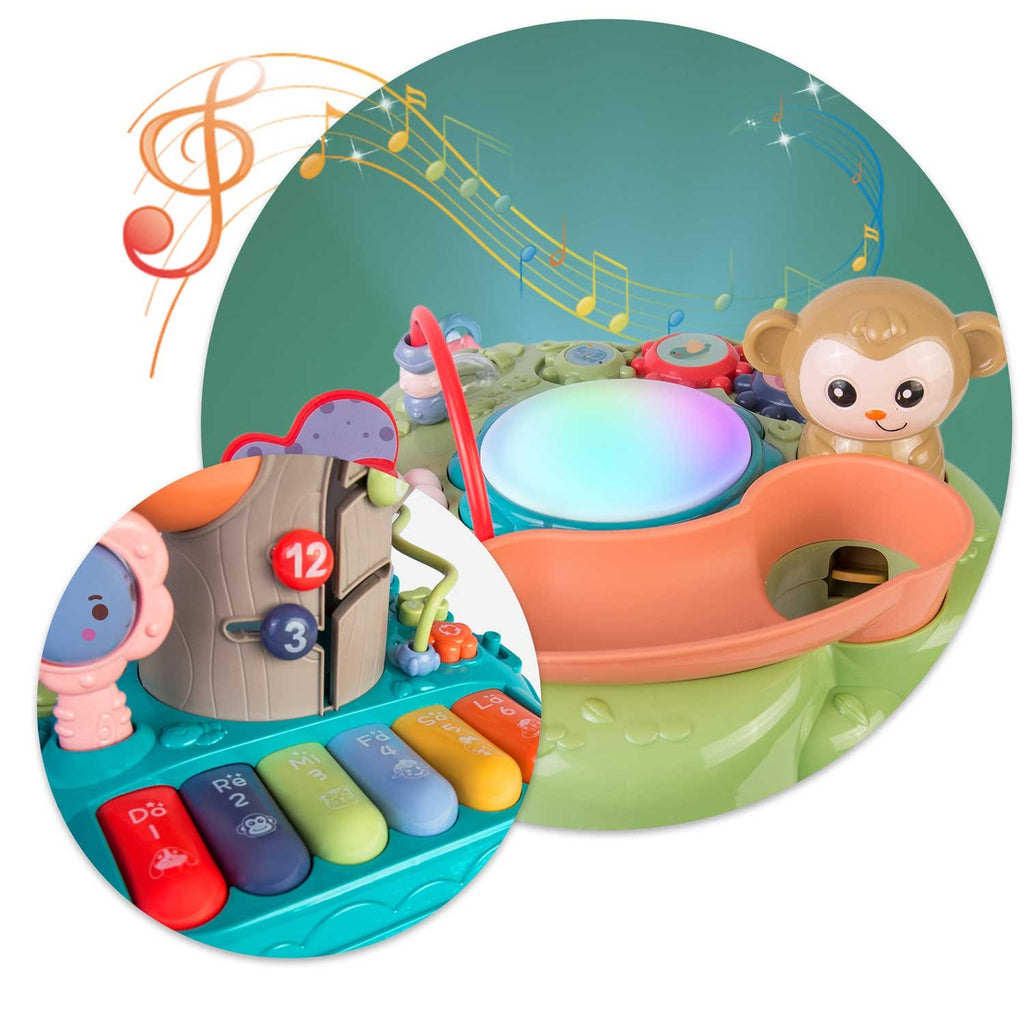 Edukacinis žaislinis medis su melodija vaikams Ricokids su muzikiniu pianinu ir šviečiančiais elementais lavinantis motoriką ir pažinimo įgūdžius